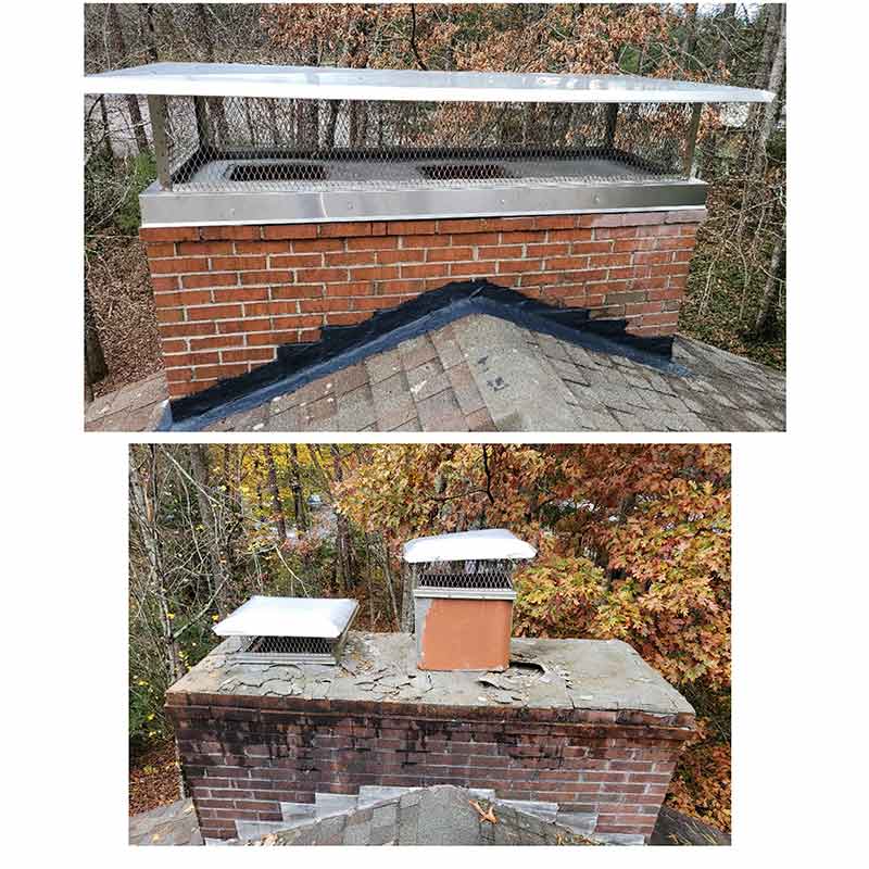 Warmstead WNC Brick Chimney Cap Repair and Replacement – Before and After